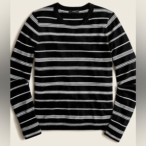 J. Crew | Margot Crewneck Merino Wool Sweater black white classic stripe